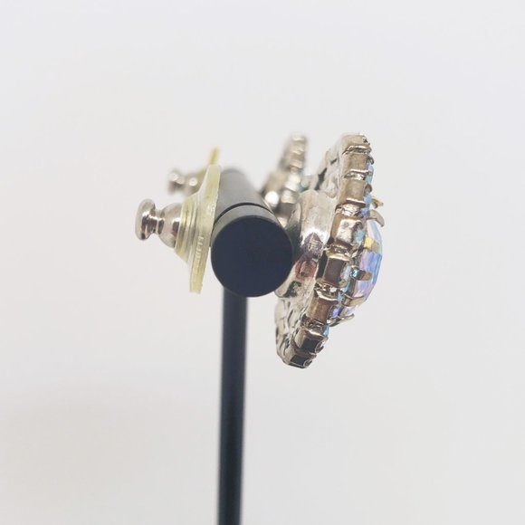 Large Iridescent Silver Cubic Zirconia Earrings - Picture 7 of 9